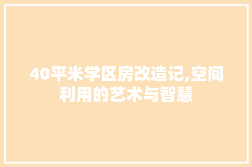 40平米学区房改造记,空间利用的艺术与智慧