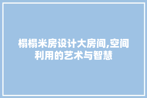 榻榻米房设计大房间,空间利用的艺术与智慧