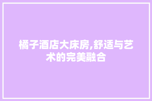 橘子酒店大床房,舒适与艺术的完美融合