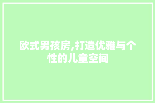 欧式男孩房,打造优雅与个性的儿童空间