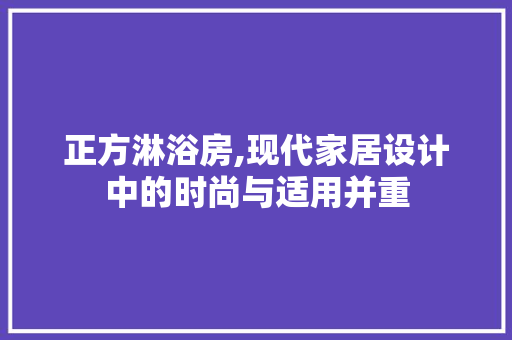 正方淋浴房,现代家居设计中的时尚与适用并重