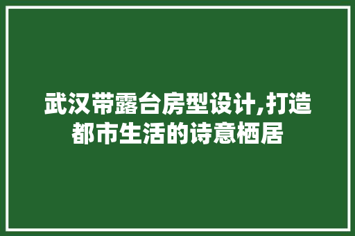 武汉带露台房型设计,打造都市生活的诗意栖居