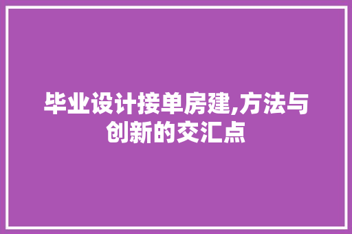 毕业设计接单房建,方法与创新的交汇点