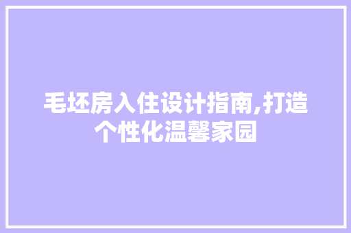毛坯房入住设计指南,打造个性化温馨家园