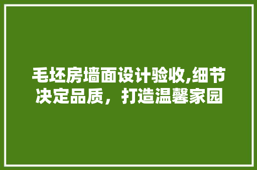 毛坯房墙面设计验收,细节决定品质，打造温馨家园