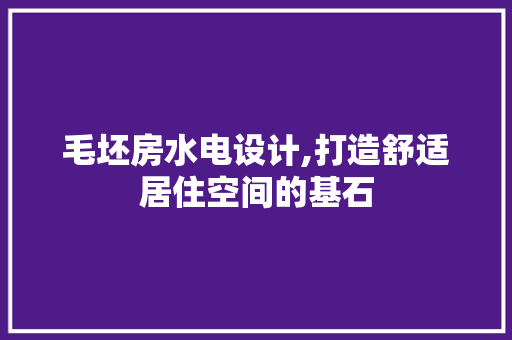 毛坯房水电设计,打造舒适居住空间的基石