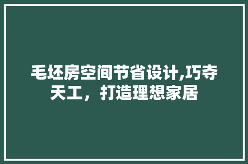 毛坯房空间节省设计,巧夺天工，打造理想家居