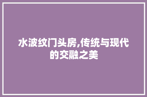 水波纹门头房,传统与现代的交融之美