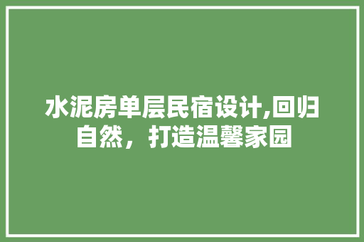水泥房单层民宿设计,回归自然，打造温馨家园