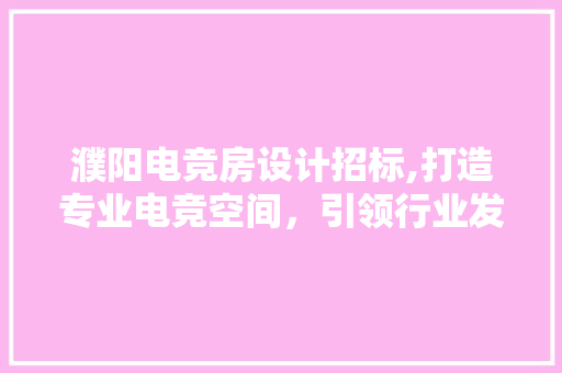 濮阳电竞房设计招标,打造专业电竞空间，引领行业发展新风向