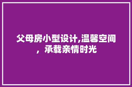 父母房小型设计,温馨空间，承载亲情时光
