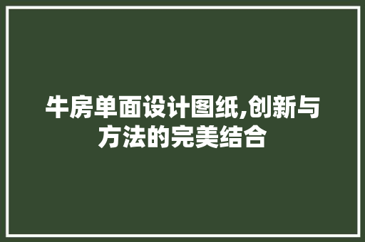 牛房单面设计图纸,创新与方法的完美结合