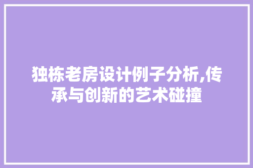 独栋老房设计例子分析,传承与创新的艺术碰撞
