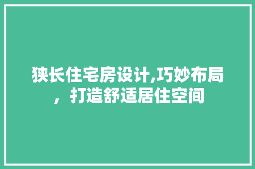 狭长住宅房设计,巧妙布局，打造舒适居住空间