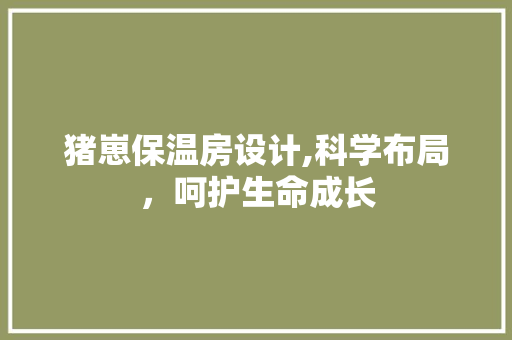 猪崽保温房设计,科学布局，呵护生命成长