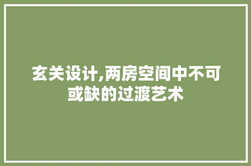 玄关设计,两房空间中不可或缺的过渡艺术