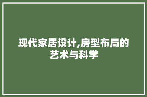 现代家居设计,房型布局的艺术与科学
