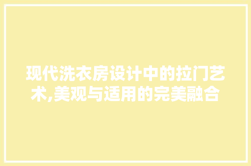 现代洗衣房设计中的拉门艺术,美观与适用的完美融合
