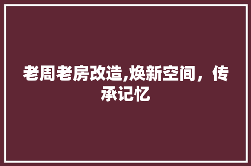 老周老房改造,焕新空间，传承记忆