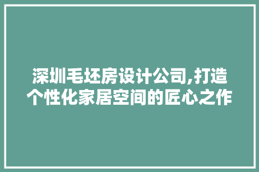 深圳毛坯房设计公司,打造个性化家居空间的匠心之作