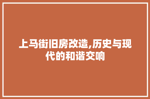 上马街旧房改造,历史与现代的和谐交响