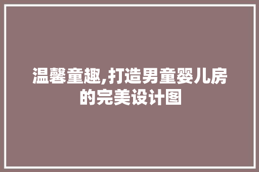 温馨童趣,打造男童婴儿房的完美设计图