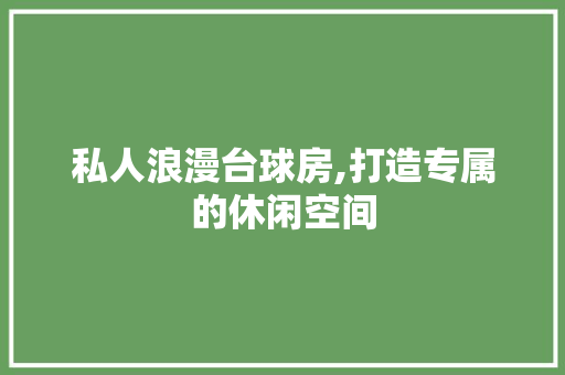 私人浪漫台球房,打造专属的休闲空间