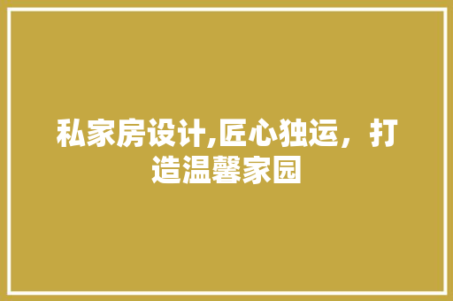 私家房设计,匠心独运，打造温馨家园