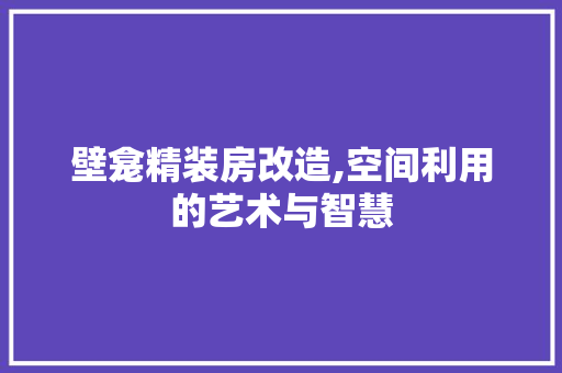 壁龛精装房改造,空间利用的艺术与智慧