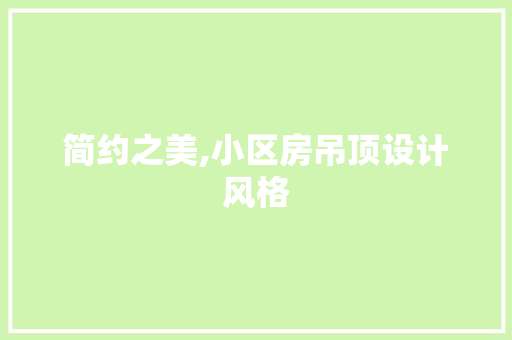 简约之美,小区房吊顶设计风格