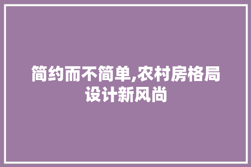 简约而不简单,农村房格局设计新风尚