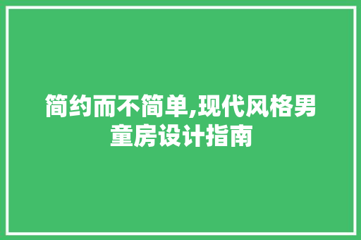 简约而不简单,现代风格男童房设计指南