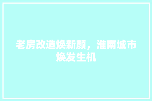 老房改造焕新颜，淮南城市焕发生机