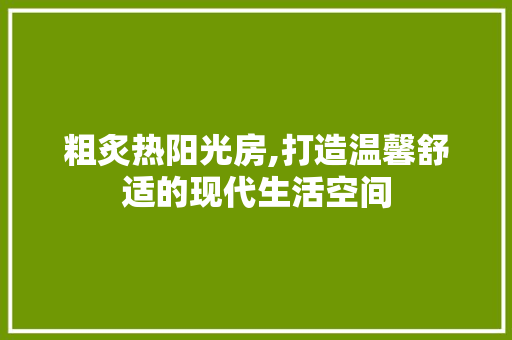 粗炙热阳光房,打造温馨舒适的现代生活空间