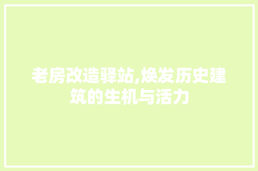 老房改造驿站,焕发历史建筑的生机与活力