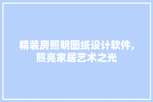 精装房照明图纸设计软件,照亮家居艺术之光