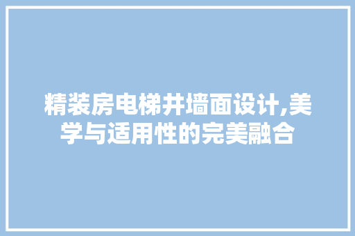 精装房电梯井墙面设计,美学与适用性的完美融合