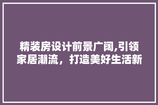 精装房设计前景广阔,引领家居潮流，打造美好生活新境界