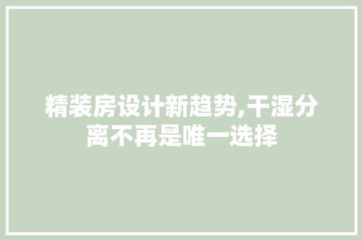 精装房设计新趋势,干湿分离不再是唯一选择