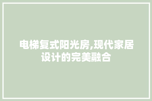 电梯复式阳光房,现代家居设计的完美融合