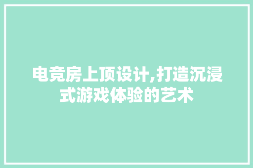 电竞房上顶设计,打造沉浸式游戏体验的艺术