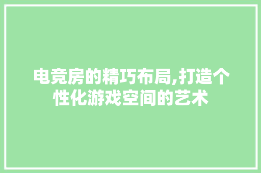 电竞房的精巧布局,打造个性化游戏空间的艺术