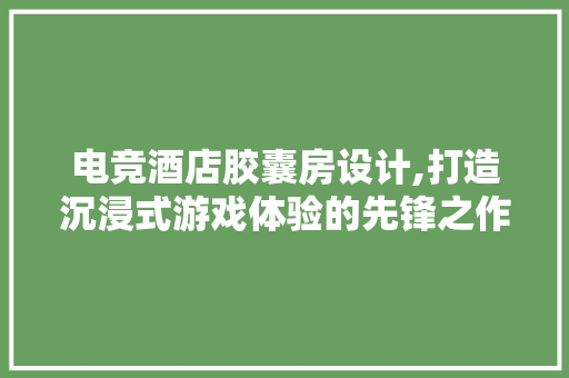 电竞酒店胶囊房设计,打造沉浸式游戏体验的先锋之作