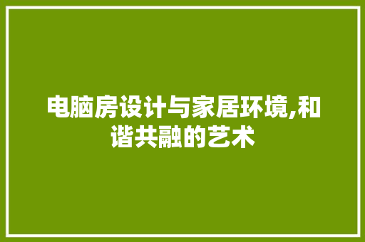 电脑房设计与家居环境,和谐共融的艺术