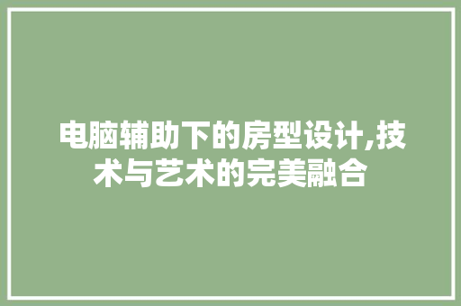 电脑辅助下的房型设计,技术与艺术的完美融合