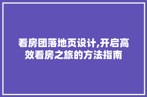 看房团落地页设计,开启高效看房之旅的方法指南