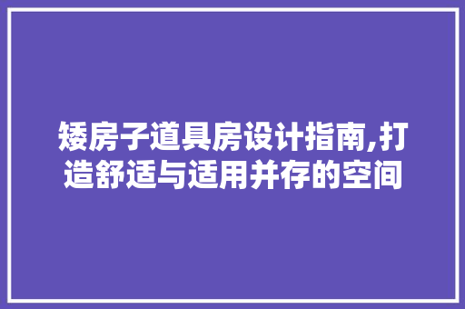 矮房子道具房设计指南,打造舒适与适用并存的空间