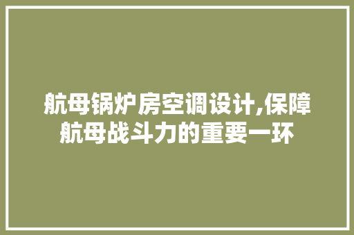 航母锅炉房空调设计,保障航母战斗力的重要一环