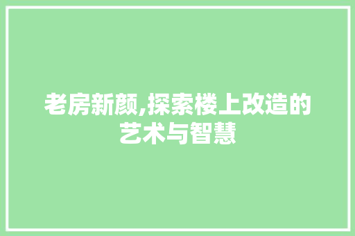 老房新颜,探索楼上改造的艺术与智慧