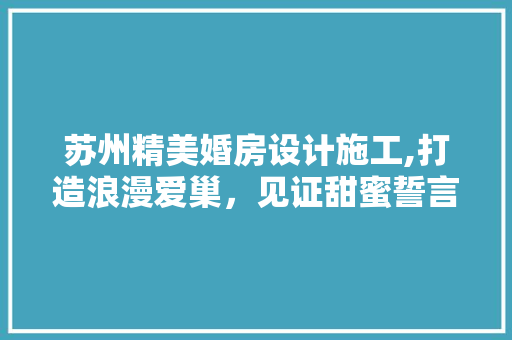 苏州精美婚房设计施工,打造浪漫爱巢，见证甜蜜誓言